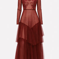 Abito ricamato in tulle
