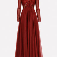 Abito lungo in chiffon di seta