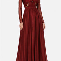 Abito lungo in chiffon di seta