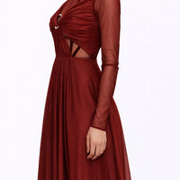 Abito lungo in chiffon di seta