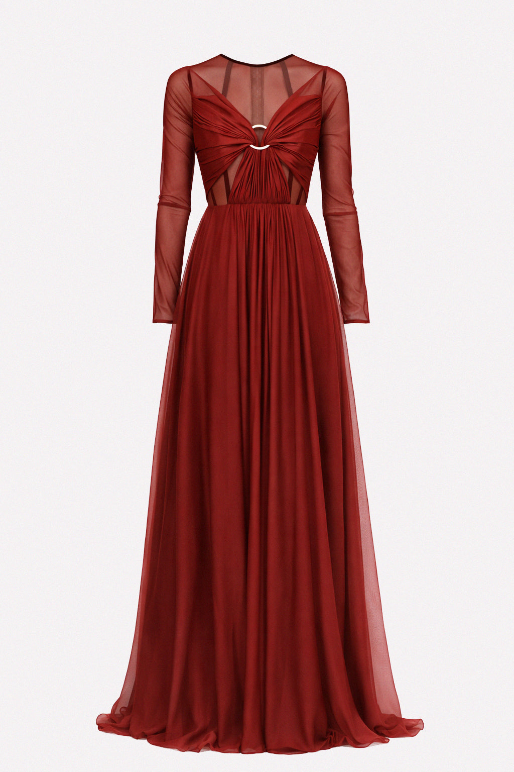Abito lungo in chiffon di seta