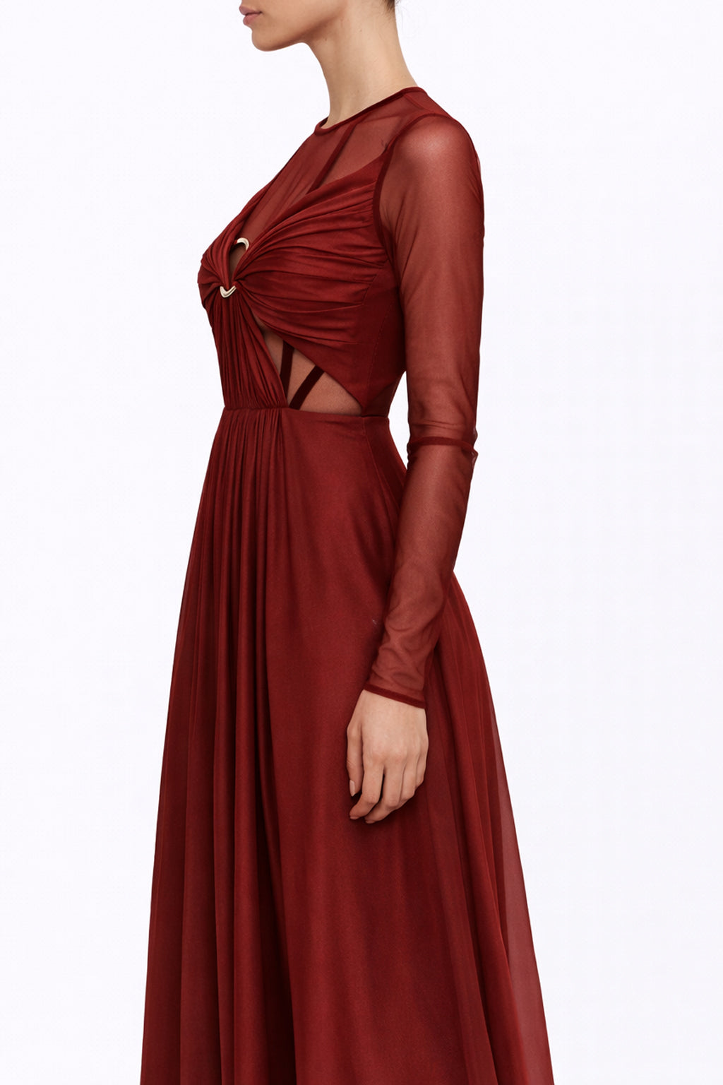 Abito lungo in chiffon di seta