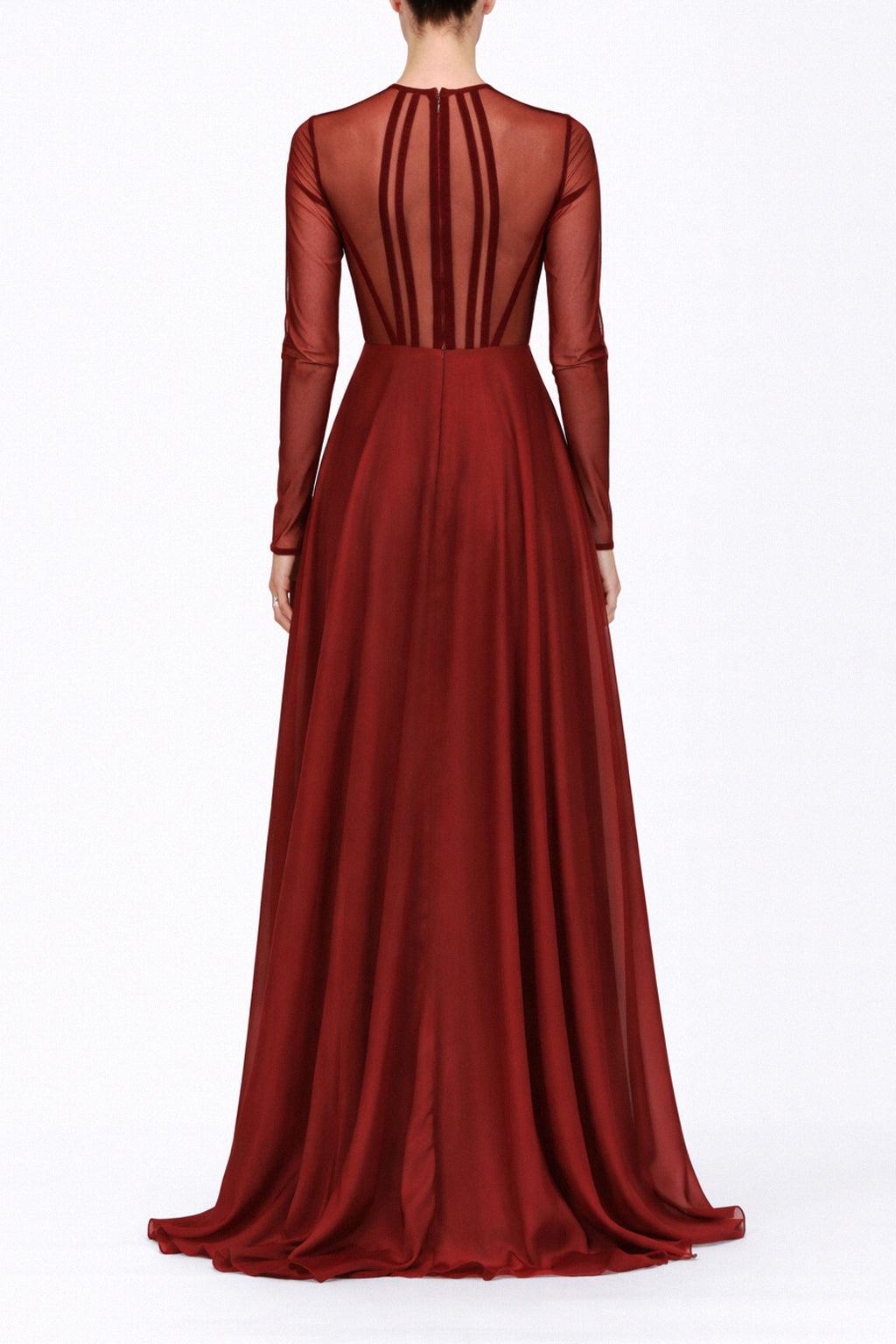 Abito lungo in chiffon di seta
