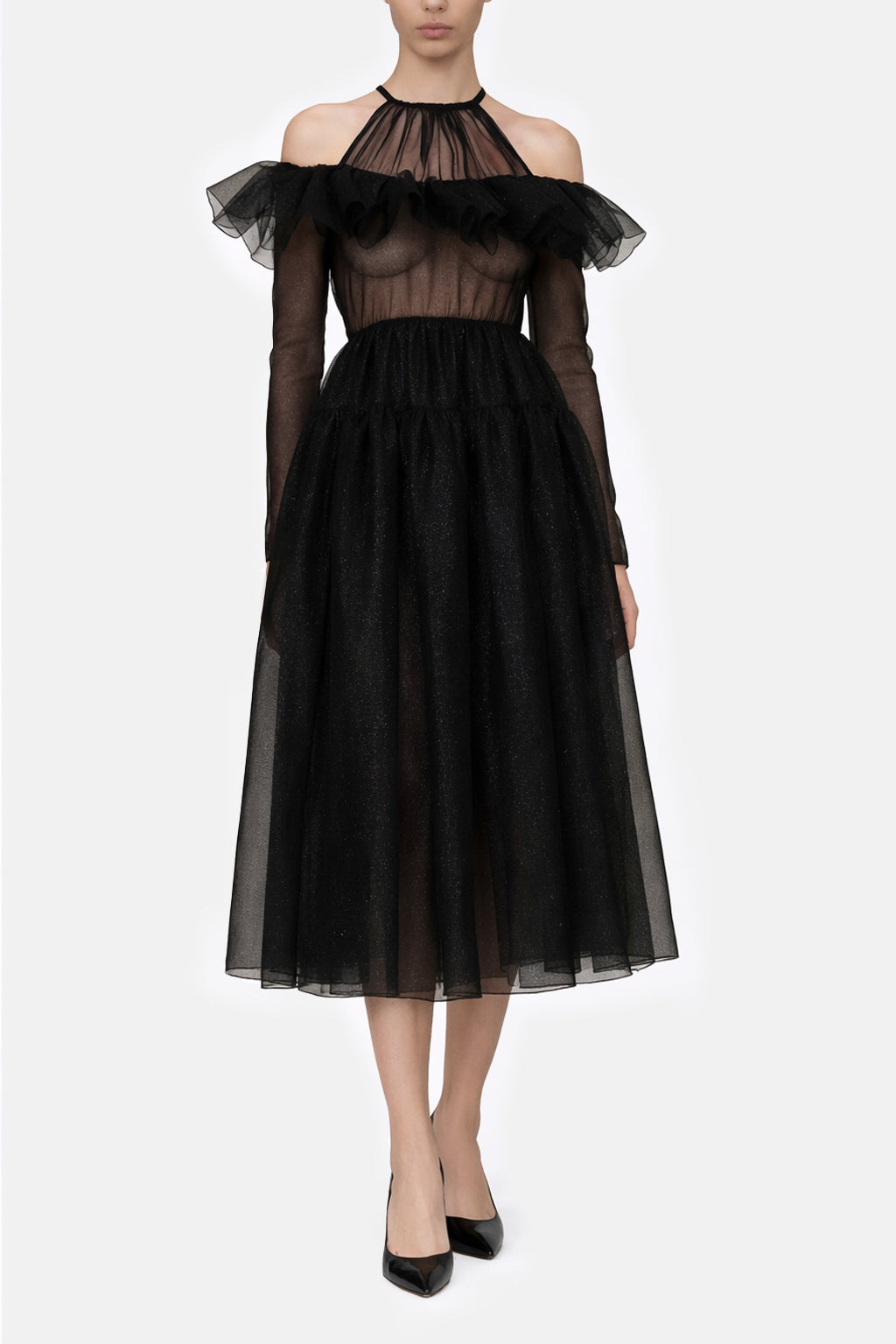 Abito longuette in organza