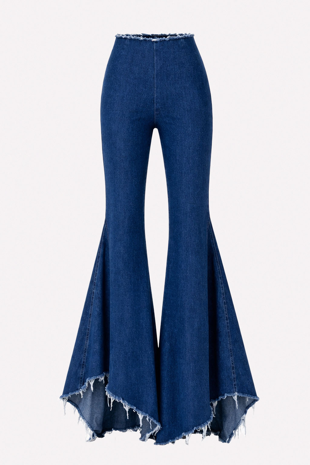 Jeans flare a vita alta con fondo asimmetrico e orlo sfrangiato